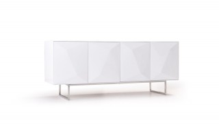 Spacious White High Gloss Buffet with Stainless Steel Legs