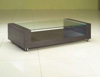 Rectangular Glass and Wood Coffee Table