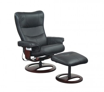 Black Color Reclining Chair with Ottoman and Remote Audio