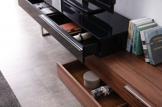 Long LCD TV Furniture with Storage in Walnut