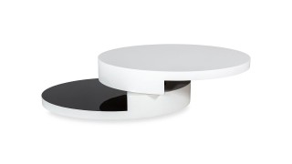 High Gloss White and Black Oval Coffee Table