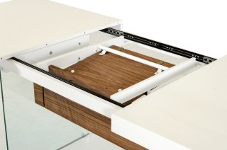 White and Walnut Floating Extendable Dining Table