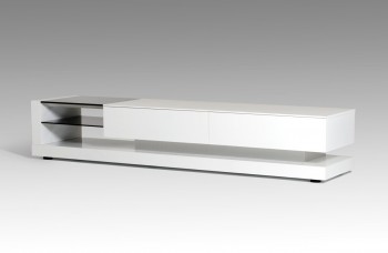 Modern White TV Stand with Black Glass Top Modern White TV Stand with Black Glass Top