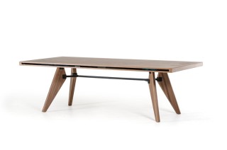 Modern Walnut Dining Table with Side Glass Accents