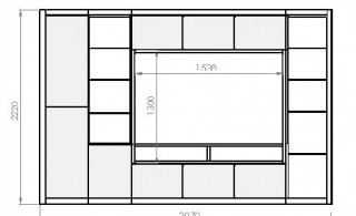 Modern living room wall unit with natural wood color