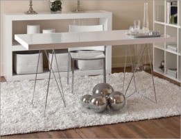 Multi Contemporary Look Dining Table in Pure White withTrestles
