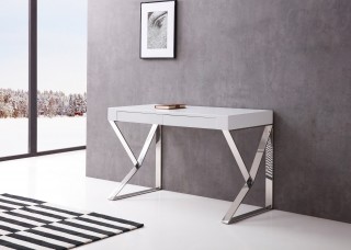 White High Gloss Office Desk with X Legs
