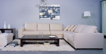 Contemporary Sectional Sofa with Wooden Block Legs