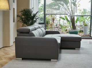 Contemporary Dark Grey Leather Sofabed Sectional