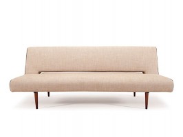 Contemporary Natural Fabric Color Sofa Bed with Walnut Legs