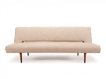 Contemporary Natural Fabric Color Sofa Bed with Walnut Legs