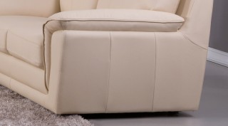 Top-Grain Italian Leather Beige Three Piece Sofa Set