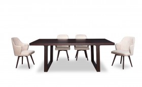 Stunning Dark Rich Oak Dining Table with Squared Legs
