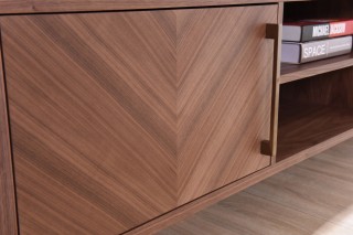 Walnut Wood Modern Media Console on Legs