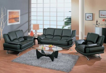 Contemporary Living Room Set in Black Red or Cappuccino Leather