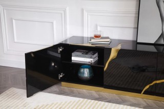 Elite Black TV Stand with Gold Painted Accents