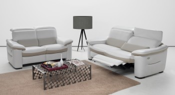 Exquisite Hand Made Leather Set in White and Taupe Accent Exquisite Hand Made Leather Set in White and Taupe Accent