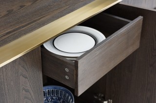 Chic Gallant Modern Oak Antique Brass Buffet