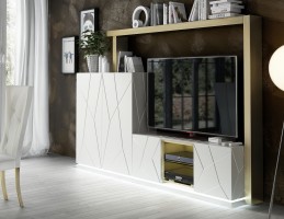 Modern Wall Unit for TV with Stripe Design