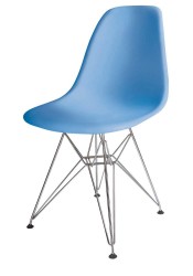 Wired Legs White Side Chair with Hard Plastic Seat in 5 Colors