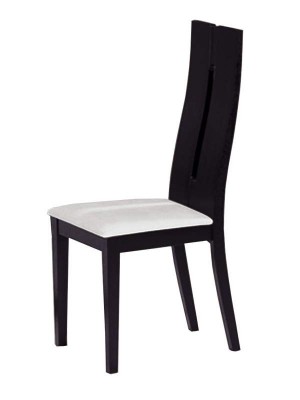 Ultra Contemporary Black Wood Dining Chair with White Leather Seat