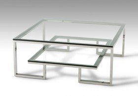 Modern Tampered Glass and Chrome Base Coffee Table
