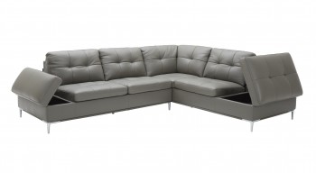 Sophisticated Leather Sectional with Chaise with Pillows