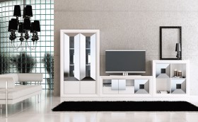 Elite Living Room Matte Wall Unit and Entertainment Center