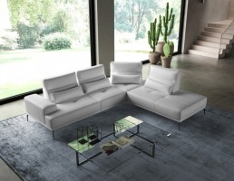 Elegant Tufted Full Leather Corner Couch