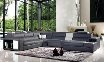 Exotic Half Leather Sectional with Chaise