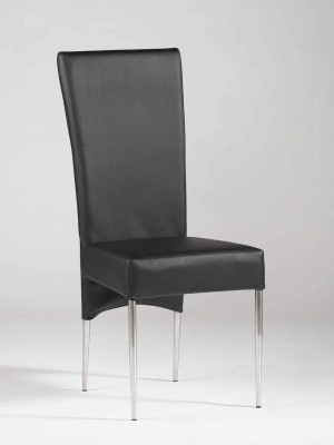 Black Leather Ultra Contemporary Dining Room Chair with Padded Seat