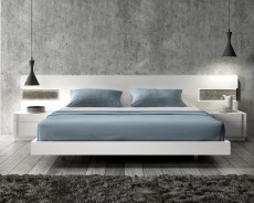 Lacquered Graceful Wood Luxury Platform Bed with Long Panels Lacquered Graceful Wood Luxury Platform Bed with Long Panels