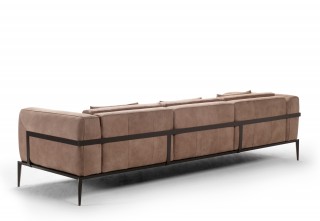 Two Pieced Italian Leather Sofa Set in Tan