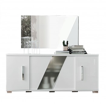 White Four Door Buffet with Optional Mirror White Four Door Buffet with Optional Mirror