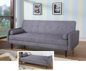 Contemporary Grey or Orange Fabric Sofa Sleeper Hardwood Frame Contemporary Grey or Orange Fabric Sofa Sleeper Hardwood Frame