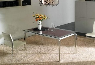 Queens Black Glass Contemporary Extendable Dining Room Table