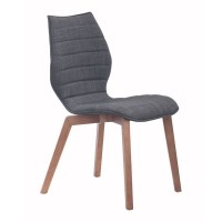 Solid Wood Dining Chair Upholstered in Graphite or Tobacco Fabric