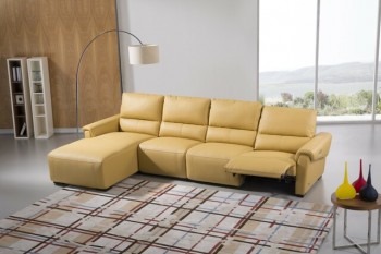 Real Italian Leather Sectional with Recliner Footrest