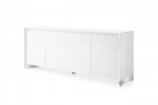 White High Gloss Buffet with Stainless Steel Base