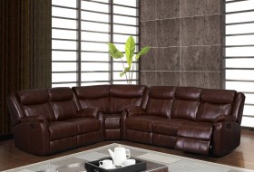 Traditional Brown or Burgundy Sectional with Reclining Function