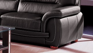 Black Italian Leather 3 pcs Sofa Set Garne