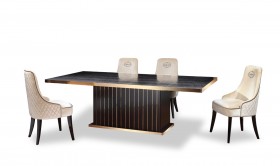 Amazing Black Crocodile and Rose Gold Dining Table