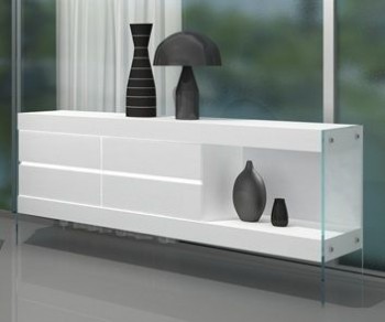 Cloud Unique Buffet in White with Clear Glass Base Cloud Unique Buffet in White with Clear Glass Base