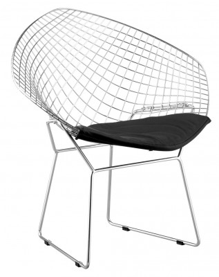 Solid Steel Net Chair in Black or White with Leatherette Cushion