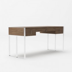 Modern Walnut Office Desk with Stainless Steel Legs