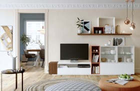 White Wall Unit with Glass Shelves