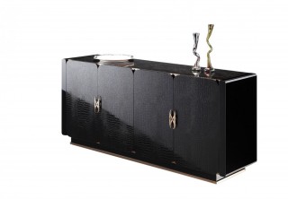 Black Buffet Cabinet with Rosegold Handles