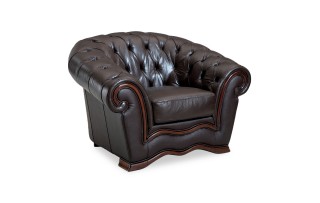 Traditional Brown Italian Leather Living Room Set
