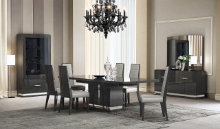 Elegant Five Piece Dining Set with Black Leatherette Chairs