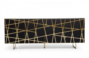 Modern Black Oak and Champagne Gold Buffet for Living Room Modern Black Oak and Champagne Gold Buffet for Living Room